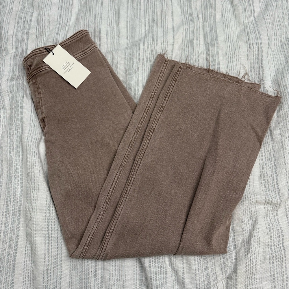 Brown Frayed Hem Jeans